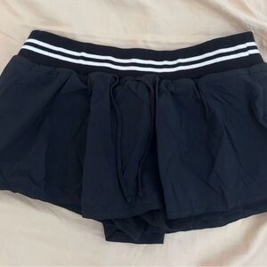 Anthropologie Black Mini Skirt with Striped Waistband